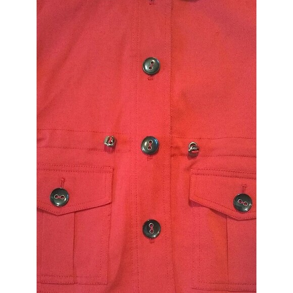 Ruby Rd. Roll Tab Sleeve Jacket/Blazer Large Button Front Red Womens 4 Petite - Picture 2 of 5